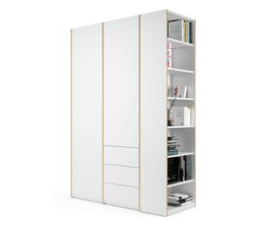 MODULAR PLUS wardrobe combination with add-on shelf on the right and 3 drawers Müller Möbelwerkstätten
