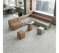 Modular Reception Sofa Set Modern Sectional Seating for Office Waiting Area L-Shaped Lounge Couch with Coffee Table Ottomans