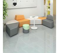 Modular Reception Sofa Set with Side Tables & Stools, Color Block Upholstered Waiting Bench for Commercial & Home Use