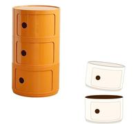 Modular Round Storage Unit with 2/3/4 Sliding Drawers, ABS Plastic nizer, Versatile Bathroom Side Table, 3-Tier Compact Furniture (Orange)