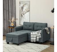 HOMCOM Modular Sectional Sofa with Storage, 2 Seater Sofa Set, Dark Grey, Grey