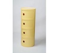 Modular Side Table - 4-Tier Round Nightstand with Sliding Door & Drawers, Stackable ABS Storage Cabinet for Bedroom & Living Room (Yellow)