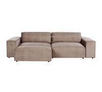 Modular Sofa 2 Seater HELLNAR with Ottoman Fabric Light Brown