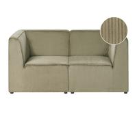 Beliani Modular Sofa 2 Seater Lemvig Green Corduroy