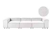 Beliani Modular Sofa 3 Seater ARDAL Corduroy Off-White, White