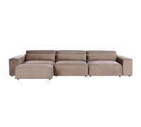 Modular Sofa 3 Seater HELLNAR with Ottoman Fabric Light Brown