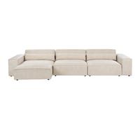 Modular Sofa 3 Seater HELLNAR with Ottoman Velvet Light Beige