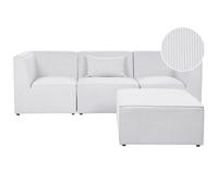 Beliani 3 Seater Modular Jumbo Cord Sofa With Ottoman Off White Lemvig