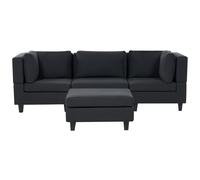 Modular Sofa 3 Seater UNSTAD Fabric Black with Ottoman
