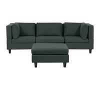 Modular Sofa 3 Seater UNSTAD Fabric Dark Green with Ottoman