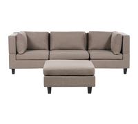 Modular Sofa 3 Seater UNSTAD with Ottoman Fabric Brown