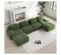 Modular Sofa Bed with Ottoman, 3 Seater Couch, Easy No Assembly, Frameless Design, Curved Armrests for Living Room