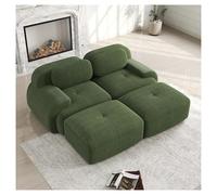 Modular Sofa Bed with Ottoman, 3 Seater Couch, No Assembly Required, Frameless Design with Curved Armrests for Living Room