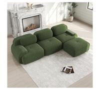 Modular Sofa Bed with Ottoman, 3 Seater Couch, No Assembly Required, Frameless Design with Curved Armrests for Living Room