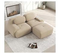 Modular Sofa Bed with Ottoman, 3-Seater Design, No Assembly Required, Frameless Sofa with Curved Armrests for Living Room