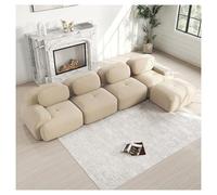 Modular Sofa Bed with Ottoman, 3-Seater Design, No Assembly Required, Frameless Sofa with Curved Armrests for Living Room