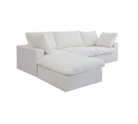 Modular Sofa - Down-Filled Cloud Comfort, Cream Velvet Upholstery, Armless Contemporary Design, 3-Seater