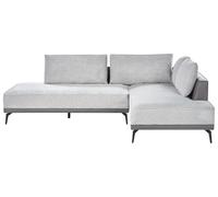 Beliani Corner Sofa 3 Seater Myken Fabric Light Grey Left Hand