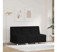 Modular Sofa Unit Armless Black Fabric 55x74x82 cm 3pcs Seat Set Compact