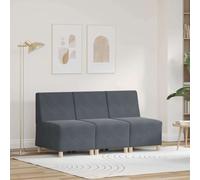 Modular Sofa Unit Velvet Dark Grey 55 x 74 x 82 cm Armless Foam Seating 3pcs Set