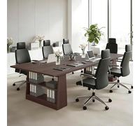 Modular Solid Wood Conference Table - Scratch-Resint Meeting Desk for 4-6 People, Ideal for Home Offices, Meeting Rooms & Worpaces - & Slish Design