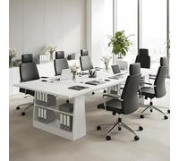Modular Solid Wood Conference Table - Scratch-Resint Meeting Desk for 4-6 People, Multi-Layer Sto, Perfect for Home Offices, Meeting Rooms & Worpaces