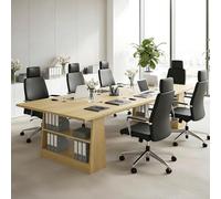 Modular Solid Wood Conference Table - Scratch-Resint Meeting Desk for 4-6 People, Perfect for Home Office, Meeting Rooms & Worpaces, & Slish Design
