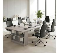 Modular Solid Wood Conference Table - Scratch-Resint Meeting Desk for 4-6 People, Perfect for Home Office, Meeting Rooms & Worpaces - & Slish Design