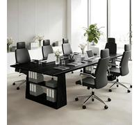 Modular Solid Wood Conference Table - Scratch-Resint Meeting Desk for 4-6 People, Perfect for Office, Home Office & Meeting Rooms, Ele Multi-Layer Design