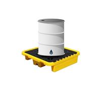 Modular Spill Containment Pallet, 72x72cm Oil Drum Tray, Heavy-Duty Anti-Leak Platform with Grating for Chemical Sto & Spill Protect, Spill Tray for Tan