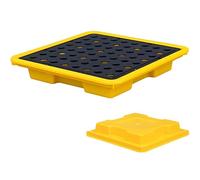 Modular Spill Containment Pallet, 72x72x16cm Oil Drum Retention Tray with Gratings, Heavy-Duty Spill Platforms for Safe Liquid Storage and Environmental Protection