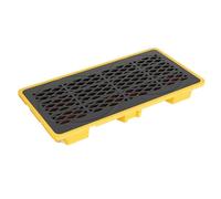 Modular Spill Containment Pallet for Oil Drums, Stackable Leak-Proof Polyethylene Tray with Grating, High Capacity Sump for Safe Liquid Storage