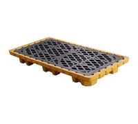 Modular Spill Containment Pallet -Plastic Spill Tray for Warehouse & Factory Yellow/Black Polyethylene Drum Platform Heavy-Duty Oil & Chemical Spill Solution