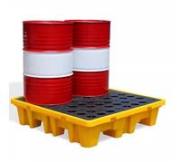 Modular Spill Containment Pallet, Polyethylene Spill Tray for 1/2 Drum, Stackable with Drain Outlet & Forklift kets, 2,000 Lbs Capaci (66x66x15cm)