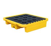 Modular Spill Containment Platform Leakproof Polyethylene Pallet for Oil Drums Workshop & Warehouse Use 28.34"x28.34"x6.2" Black & Yellow Grating