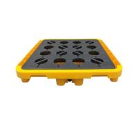 Modular Spill Containment Platform Oil Drum Display Stand Industrial Grating Tray 26.8"x26.8"x5.9" Heavy Duty Yellow Spill Pallet 1 PCS for Warehouse Safety