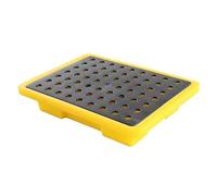 Modular Spill Containment Platform, Stackable Pallet with Grating for Liquid Control, Durable and Safe, 49x35.5x9.5cm, Ideal for Industrial Use