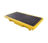 Modular Spill Containment Platform, Stackable Pallet with Grating for Liquid Control, Durable and Safe, 49x35.5x9.5cm, Ideal for Industrial Use
