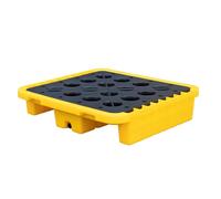 Modular Spill Containment Tray with Drain & Forklift Pockets, 72x72cm Liquid Storage Pallet for Safe Spill Management & Hazardous Waste Control