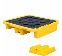 Modular Spill Containment Tray with Grating - Leak-Proof Oil & Chemical Drum Platform, Durable Spill Prevention Pallet for Safe Storage and Easy Cleanup