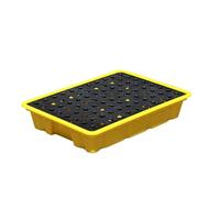 Modular Spill Containment Tray, Yellow Polyethylene Spill Containment Pallet For Oil Drums With Drain(49x35x9.5cm/5pcs)