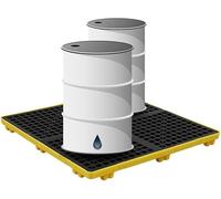 Modular Spill Control Platform - Stackable Yellow & Black Containment Tray for Oil Drums, 33.5x33.5x5.5cm - Anti-Slip Industrial Spill Kit Solut
