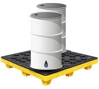 Modular Spill Control Platform with Drain, Durable Polyethylene Spill Containment Tray for Indoor/Outdoor Use, Ideal for Garage & Basement Storage - 33.5x33.5x5.5cm