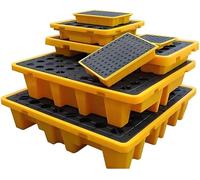 Modular Spill Pallet, Heavy-Duty Spill Containment Tray with Drain Outlet & Forklift Pockets, Stackable Leakproof Tray for Industrial Oil & Chemical, Polyethylene, Stackable Design 67*67*15cm