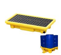 Modular Spill Platform Containment Pallet Warehouses Factory Anti-Leakage Drum Leak-Proof Drain Sump Tray Basement，Drum Spill Containment Pallet, Stackable Spill Platform with Anti-Slip Surf