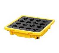 Modular Spill Platform Containment Pallet Warehouses Factory Anti-Leakage Drum Leak-Proof Drain Sump Tray Basement，Drum Spill Containment Pallet, Stackable Spill Platform with Anti-Slip Surf
