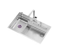 Modular Stainless Steel Kitchen Sink - Undermount Workstation with Corner Drain Offset 3mm Brushed Single Bowl Dent-Resistant Design 75x45cm for Modern Kitchens