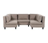 Modular U-Shape Sofa 5 Seater UNSTAD Fabric Brown