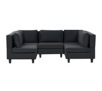 Modular U-Shape Sofa 5 Seater UNSTAD Fabric Black