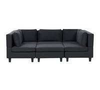 Modular U-Shape Sofa 5 Seater UNSTAD Fabric Black with Ottoman